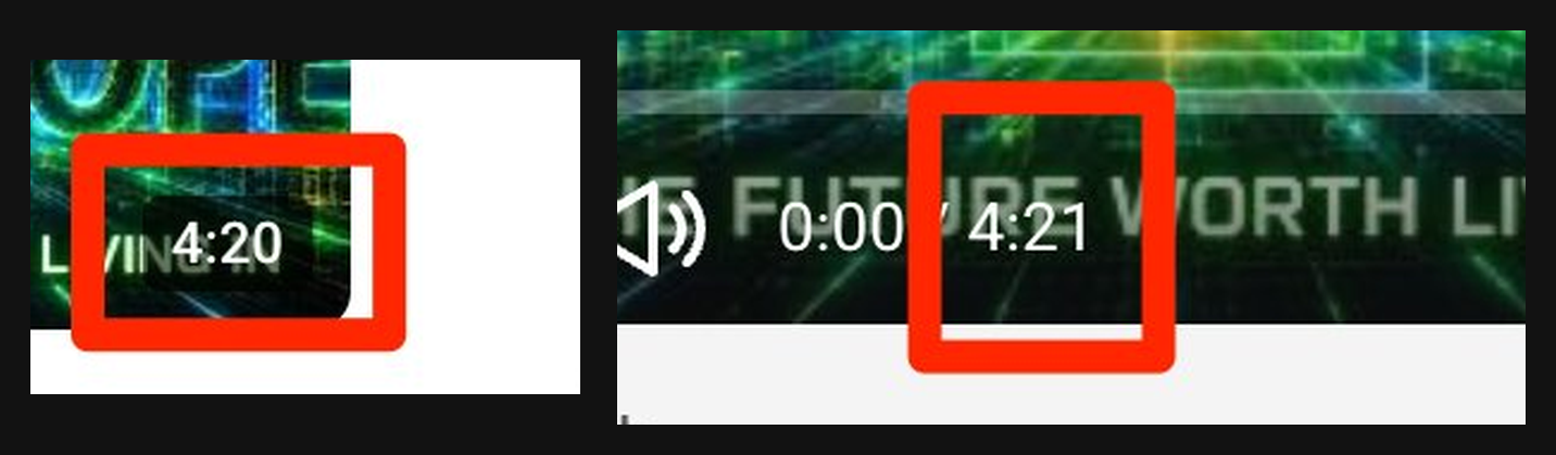 Detail: the thumbnail badge reads 4:20; the player readout beside it reads 0:00 / 4:21